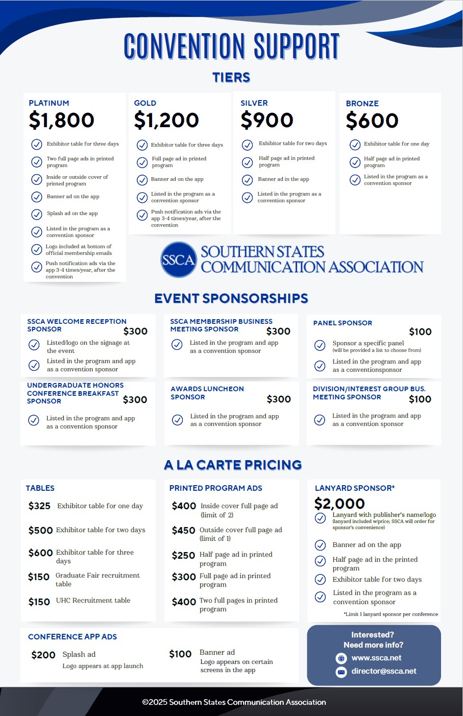 2025 SSCA Sponsorships 2025 SSCA Sponsorships